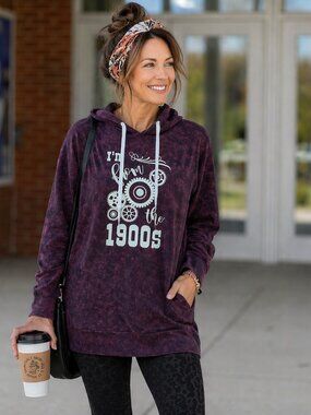 Simply Southern Maroon Graphic Hoodie Dress